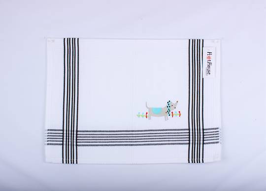 Dog embroidered tea towel; Code: TT-DOG
